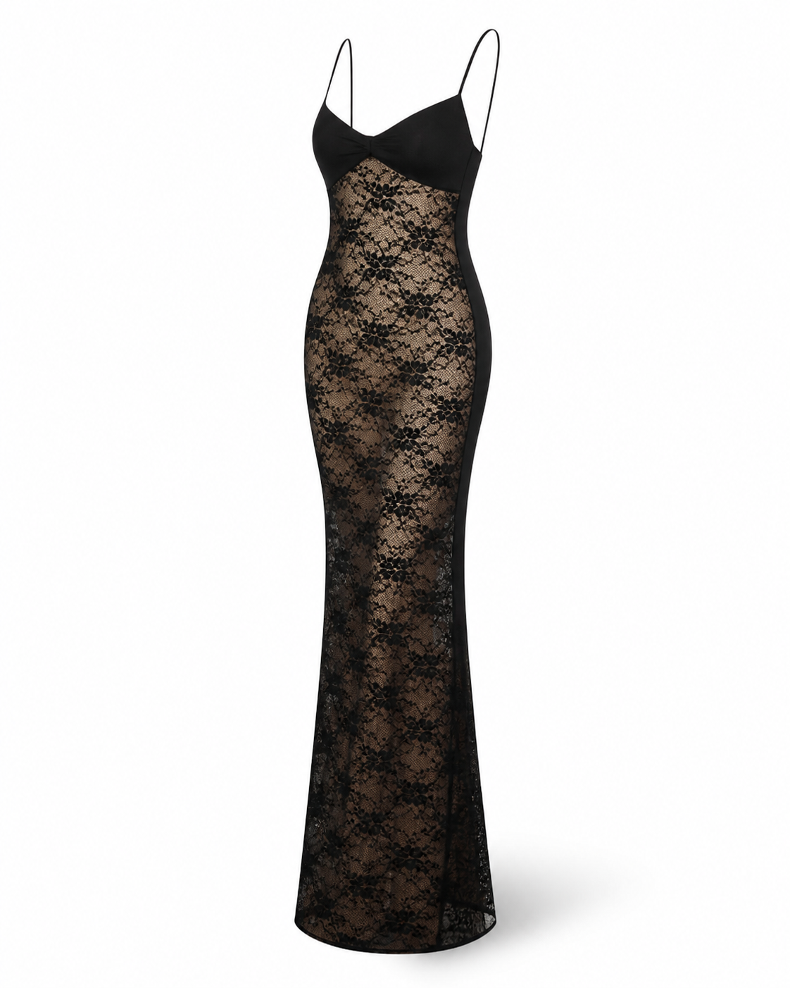 Nerina Spitzen-Maxi-Kleid in Schwarz – Produktansicht