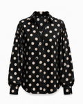 Camille Polka-Dot-Bluse in Schwarz – Produktaufnahme auf Weiss
