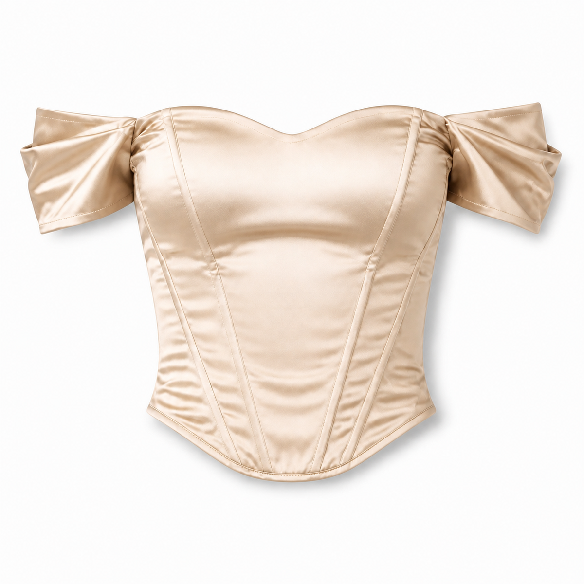 SORÉA Celeste – Satintop in Beige als cleane Produktaufnahme auf weißem Hintergrund