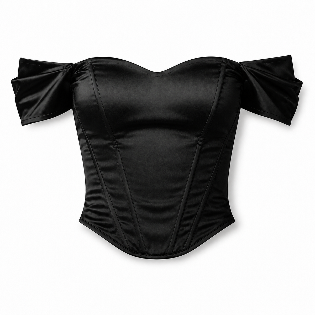SORÉA Celeste – Satintop in Schwarz als cleane Produktaufnahme auf weißem Hintergrund
