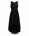 Elara Chiffonkleid in Schwarz – Produktaufnahme auf Weiss