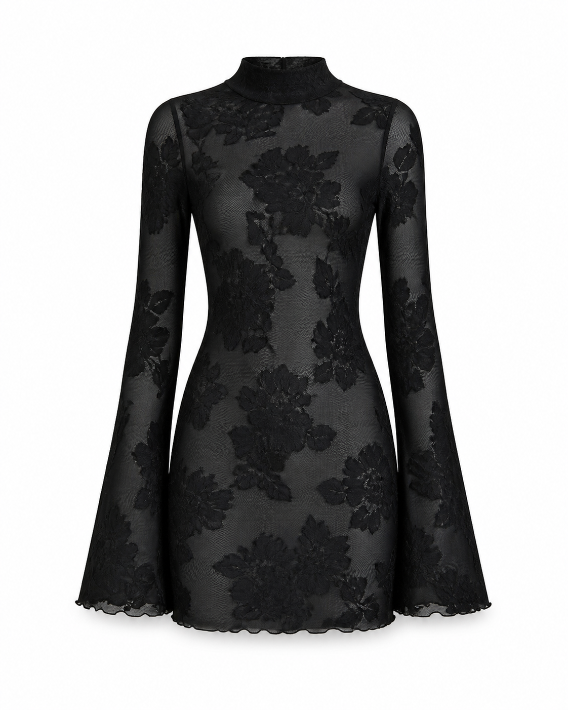 Serena Mesh-Minikleid in Schwarz – Produktaufnahme auf Weiss