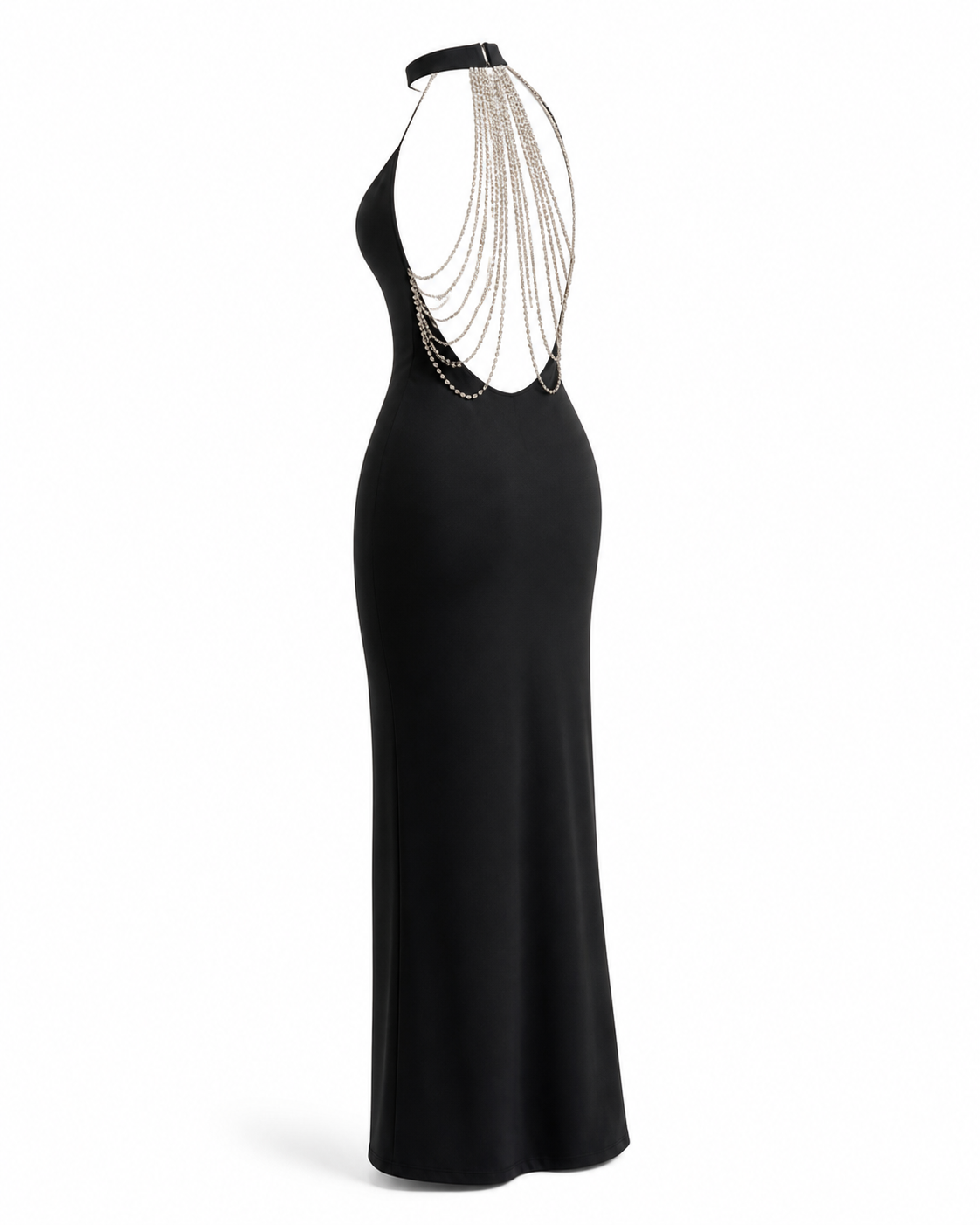 Vittoria Rückenfreies Strasskleid in Schwarz – Produktansicht